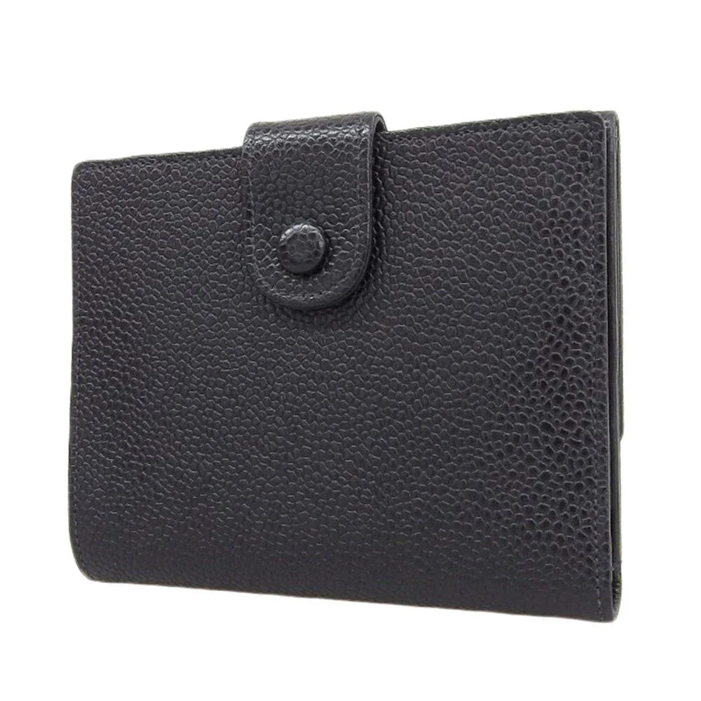 CHANEL Black Caviar Leather Logo Wallet